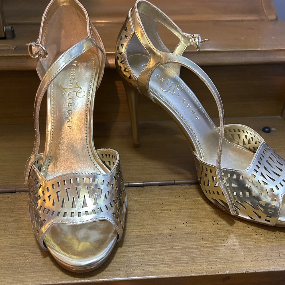 Ivanka Trump Gold platform sandals